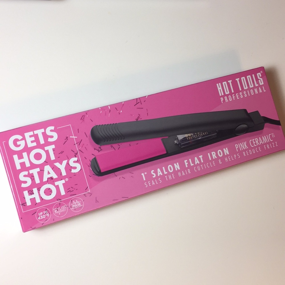Hot Tools 1” Pink Ceramic Salon Flat Iron